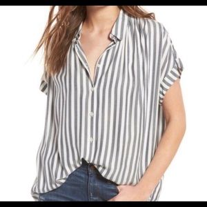 Madewell Button Up Striped Tee